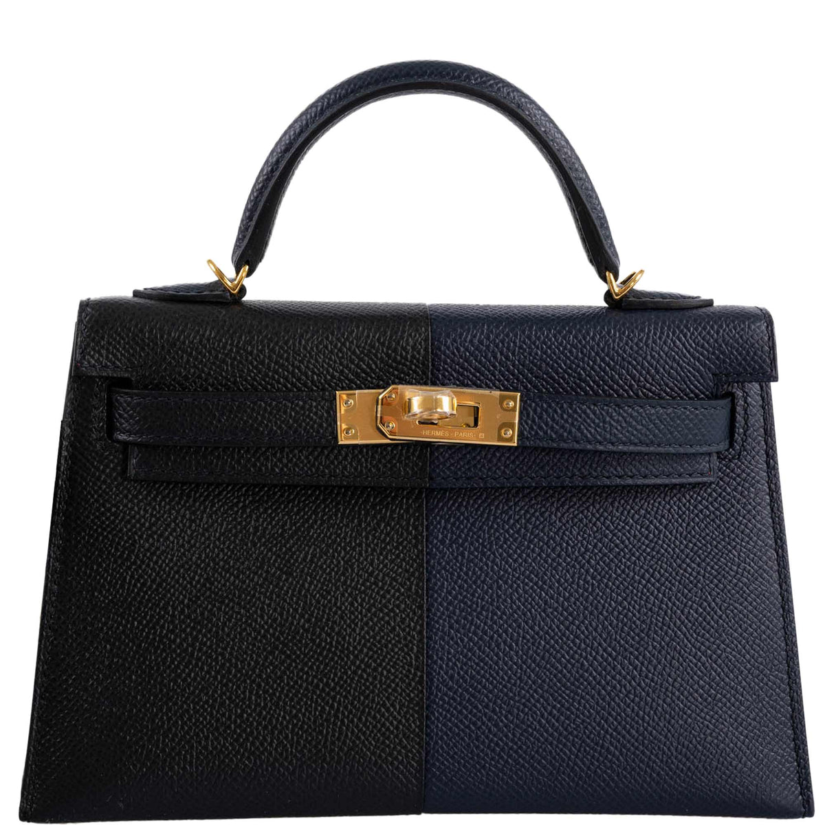 Hermes Kelly 20 Mini II Sellier "Casaque" style Black, Indigo & Rouge H Epsom with Gold Hardware