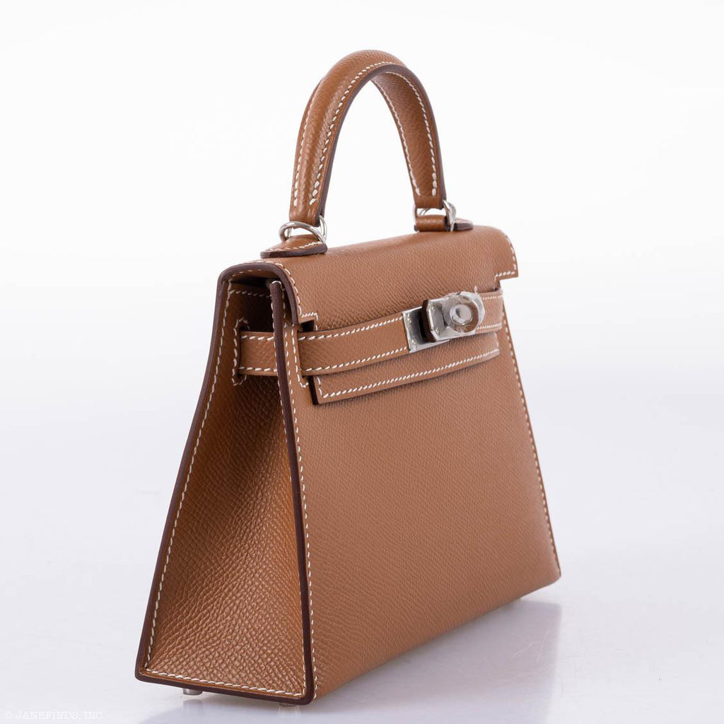 Hermes Kelly 20 Mini II Sellier Gold Epsom Leather Palladium Hardware