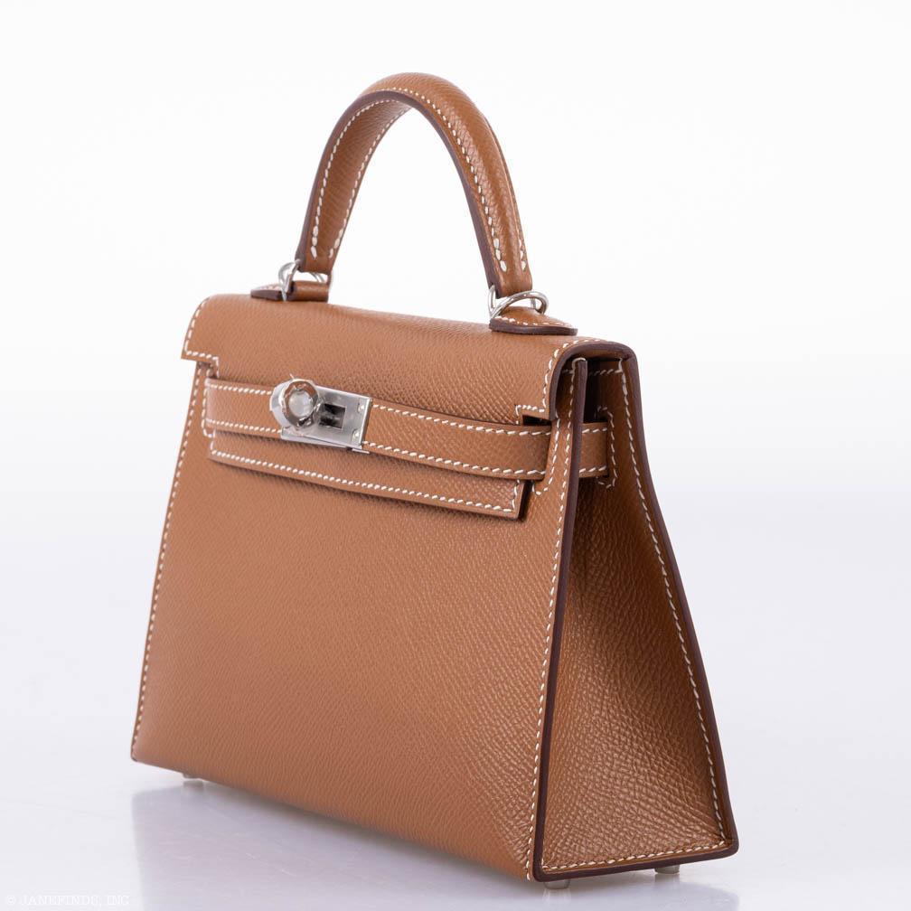 Hermes Kelly 20 Mini II Sellier Gold Epsom Leather Palladium Hardware