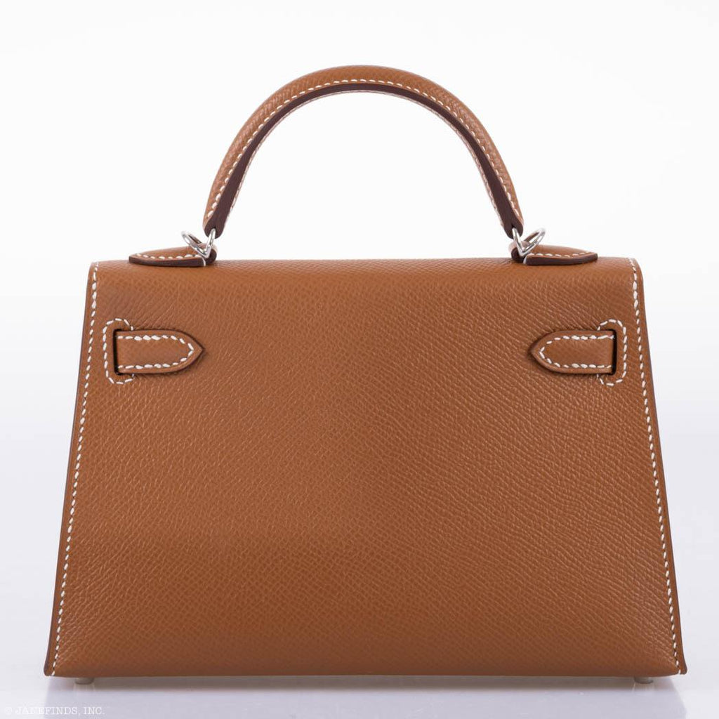 Hermes Kelly 20 Mini II Sellier Gold Epsom Leather Palladium Hardware