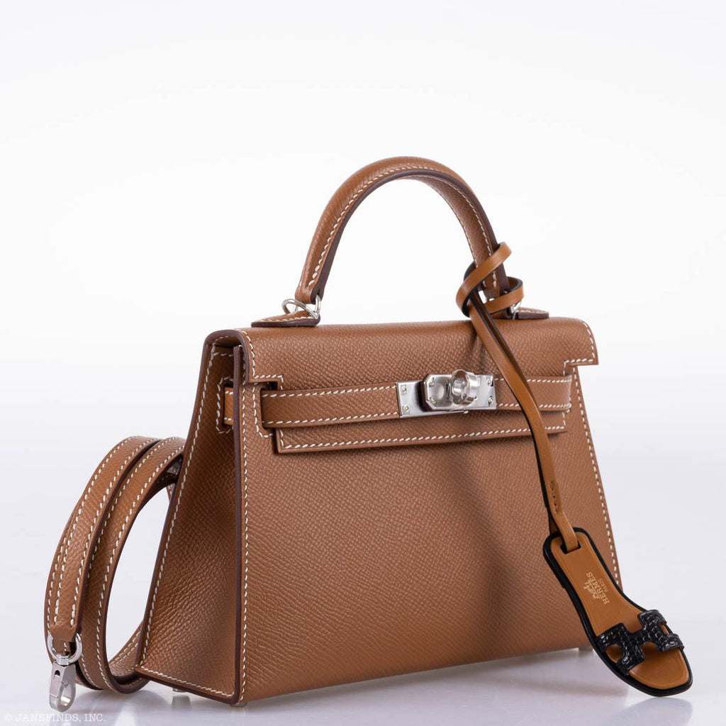 Hermes Kelly 20 Mini II Sellier Gold Epsom Leather Palladium Hardware