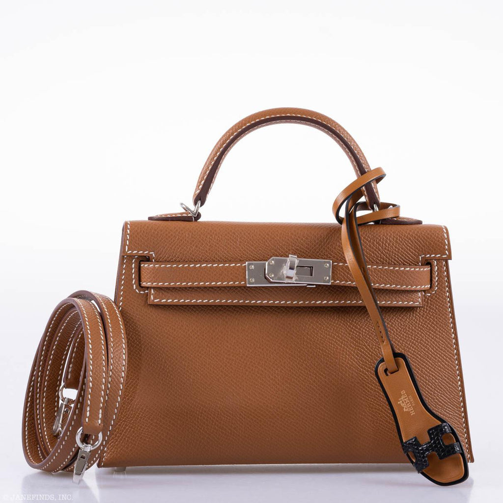 Hermes Kelly 20 Mini II Sellier Gold Epsom Leather Palladium Hardware
