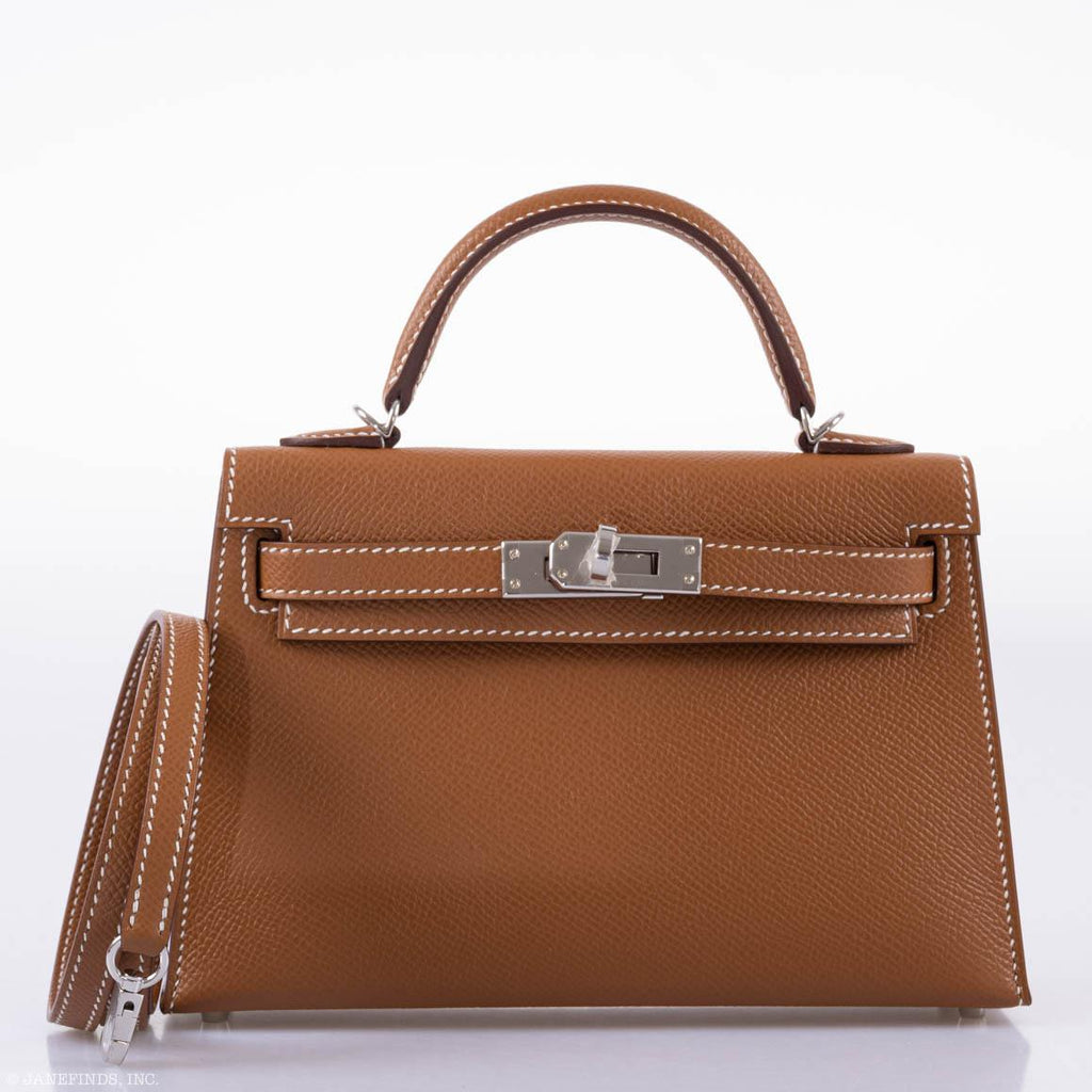 Hermes Kelly 20 Mini II Sellier Gold Epsom Leather Palladium Hardware