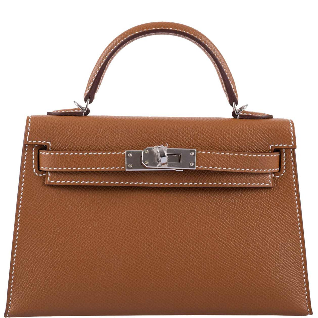 Hermes Kelly 20 Mini II Sellier Gold Epsom Leather Palladium Hardware