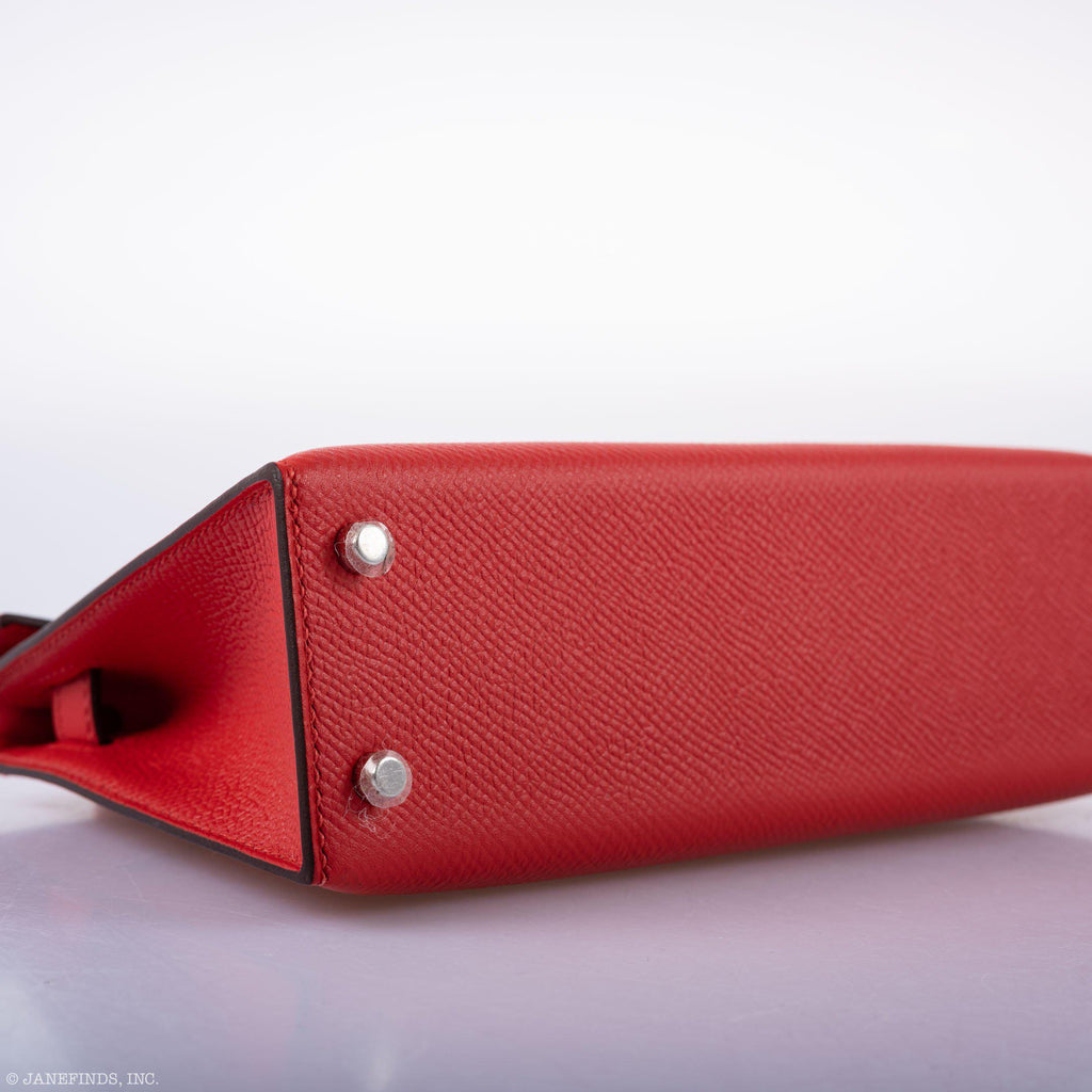 Hermes Kelly 20 Mini II Sellier Rouge Tomate Epsom Palladium Hardware