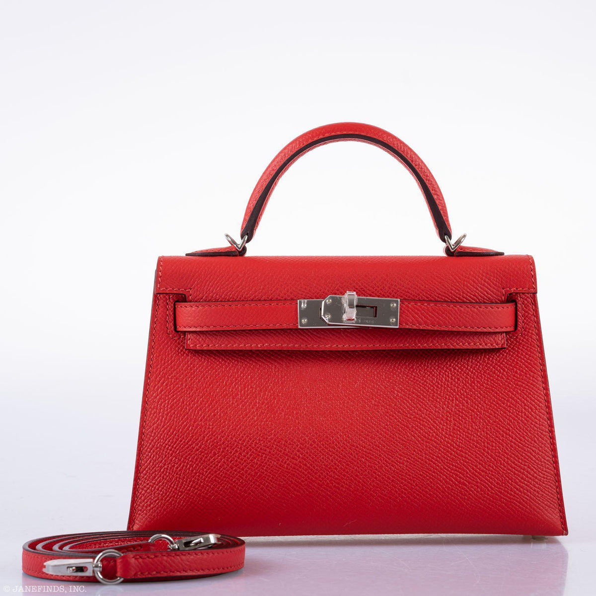 Hermes Kelly 20 Mini II Sellier Rouge Tomate Epsom Palladium Hardware