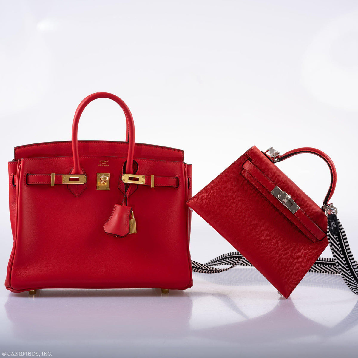 Hermes Kelly 20 Mini II Sellier Rouge Tomate Epsom Palladium Hardware
