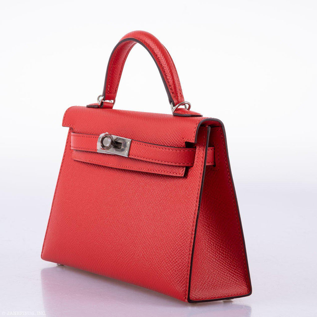 Hermes Kelly 20 Mini II Sellier Rouge Tomate Epsom Palladium Hardware