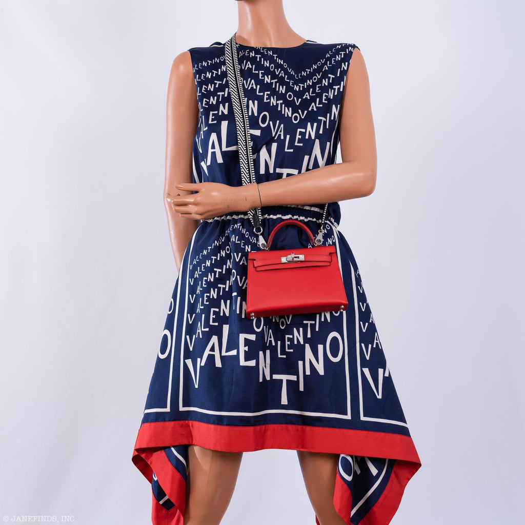Hermes Kelly 20 Mini II Sellier Rouge Tomate Epsom Palladium Hardware