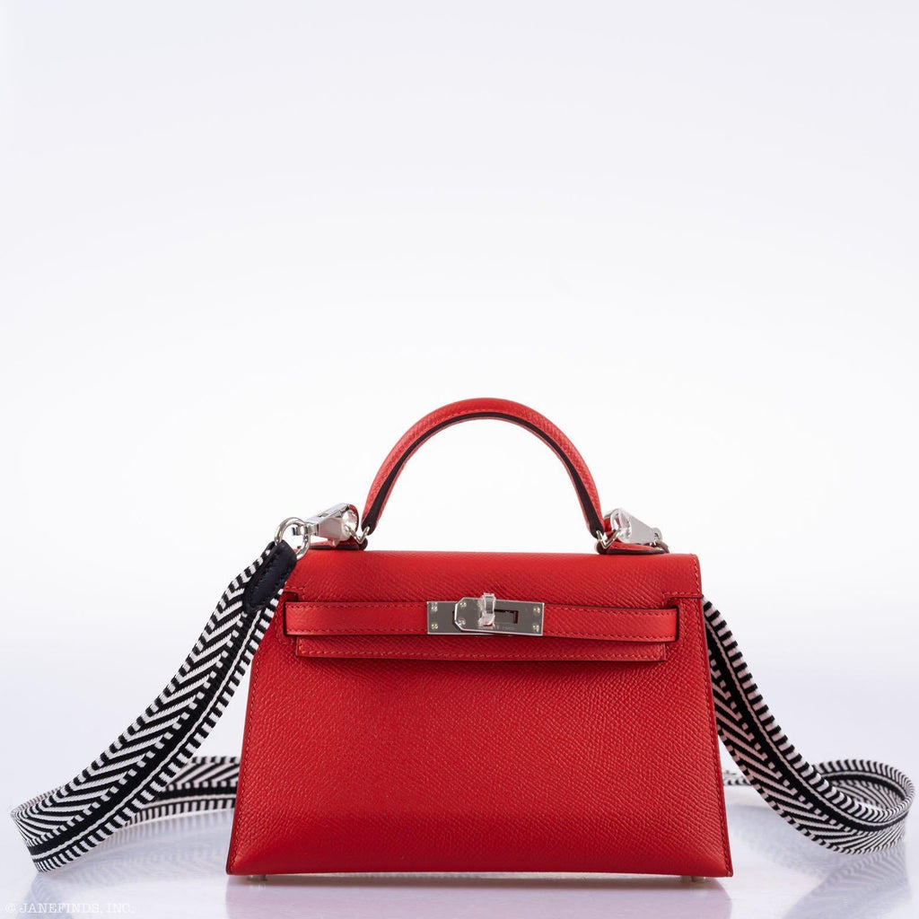 Hermes Kelly 20 Mini II Sellier Rouge Tomate Epsom Palladium Hardware