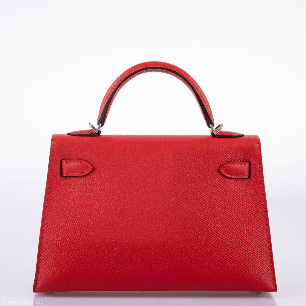 Hermes Kelly 20 Mini II Sellier Rouge Tomate Epsom Palladium Hardware