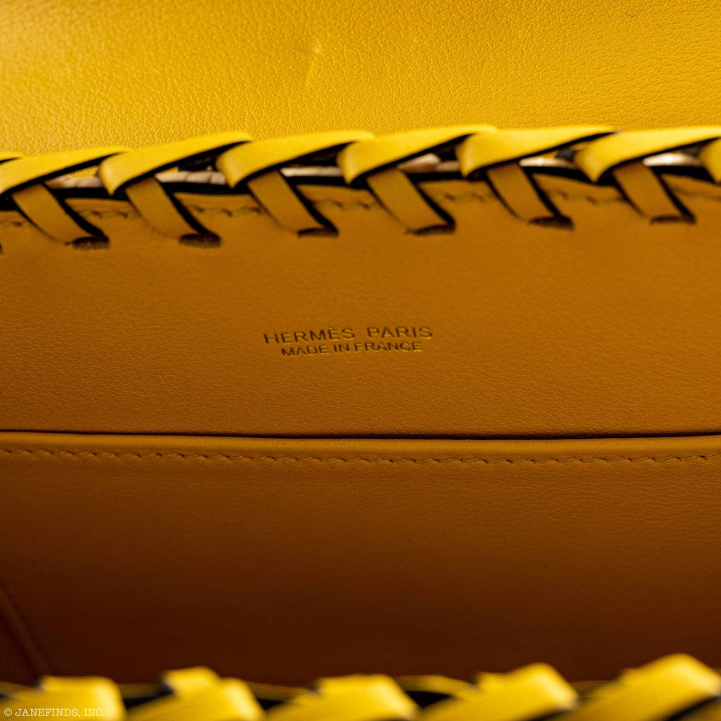 Hermes Kelly 20 Mini Picnic Jaune de Naples, Swift & Osier Wicker Palladium Hardware
