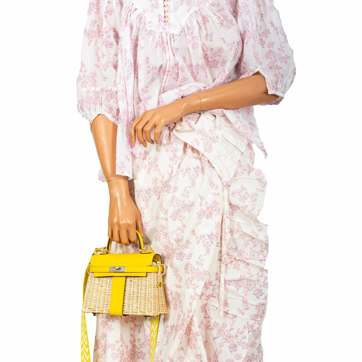 Hermes Kelly 20 Mini Picnic Jaune de Naples, Swift & Osier Wicker Palladium Hardware