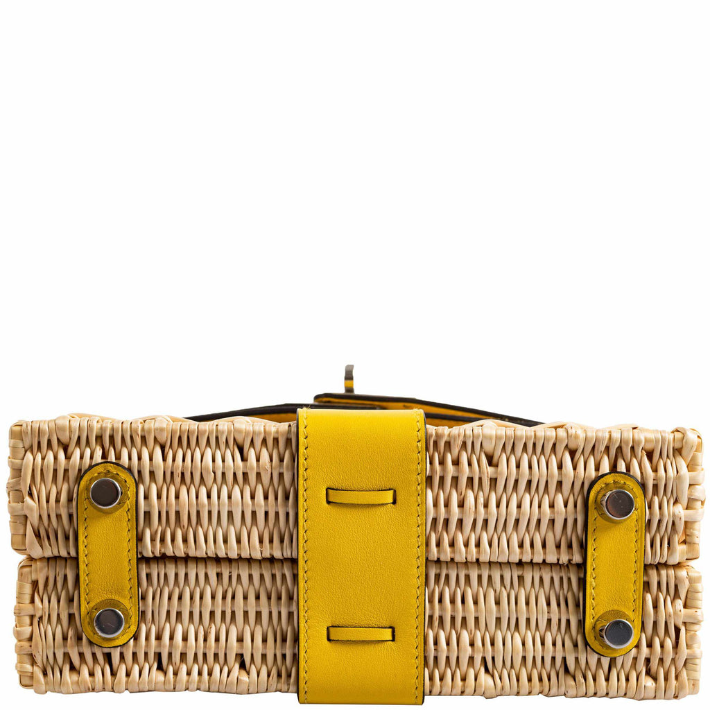Hermes Kelly 20 Mini Picnic Jaune de Naples, Swift & Osier Wicker Palladium Hardware