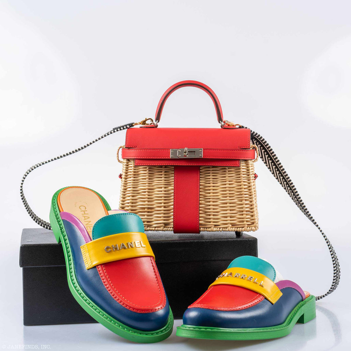 Hermes Kelly 20 Mini Picnic Rouge De Coeur, Swift & Osier Wicker Palladium Hardware