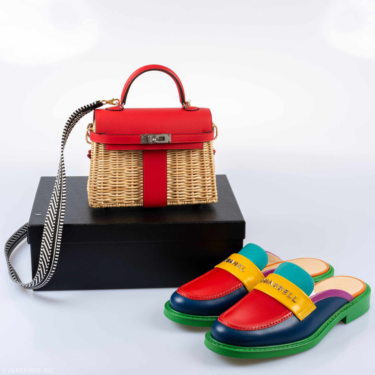 Hermes Kelly 20 Mini Picnic Rouge De Coeur, Swift & Osier Wicker Palladium Hardware