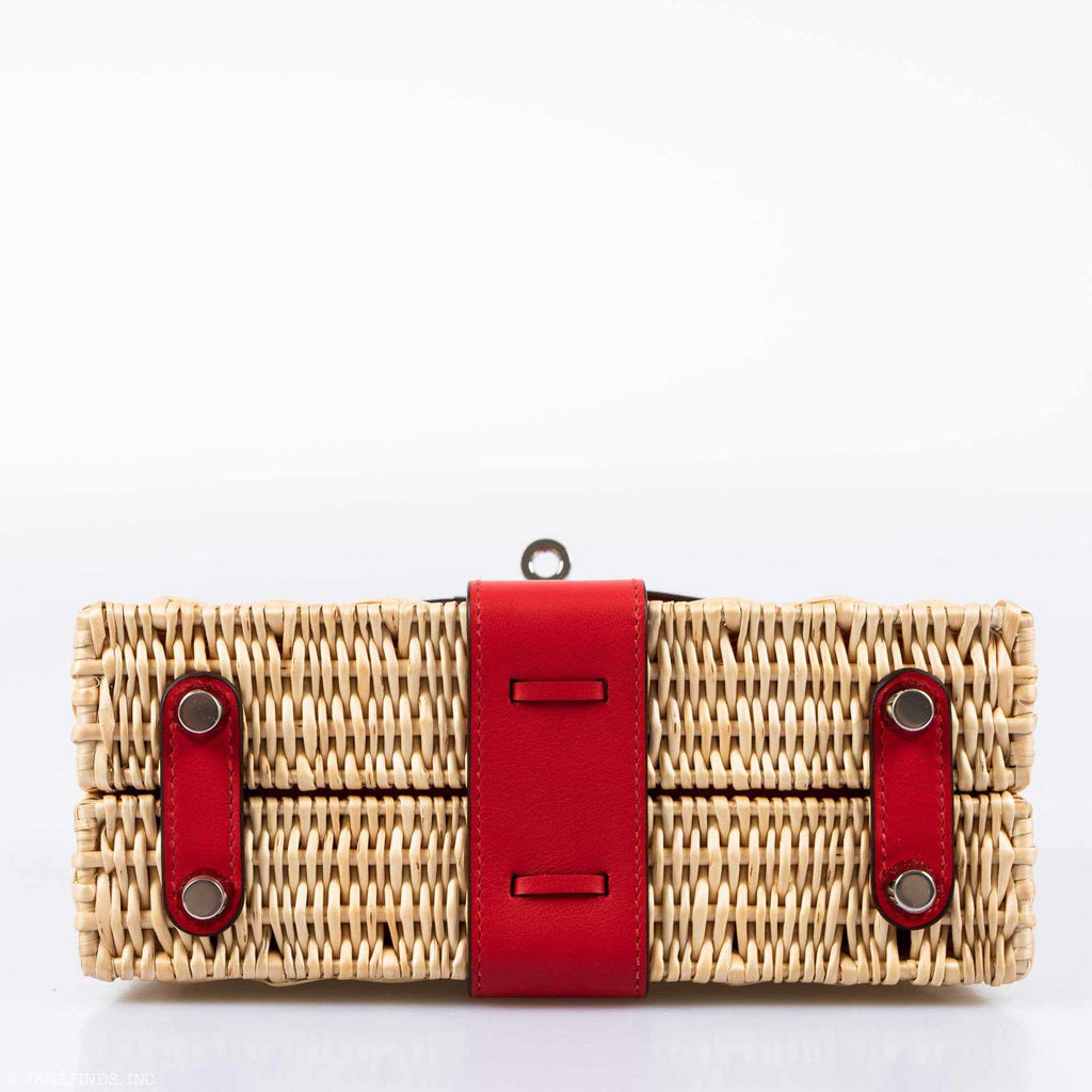 Hermes Kelly 20 Mini Picnic Rouge De Coeur, Swift & Osier Wicker Palladium Hardware