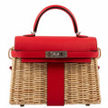 Hermes Kelly 20 Mini Picnic Rouge De Coeur, Swift & Osier Wicker Palladium Hardware
