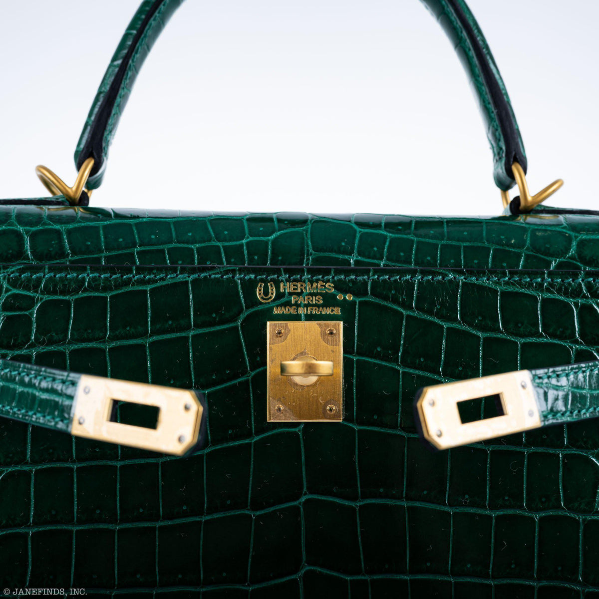 Hermes Kelly 25 HSS Sellier Emerald Nilo Crocodile & Cassis Brushed Gold Hardware