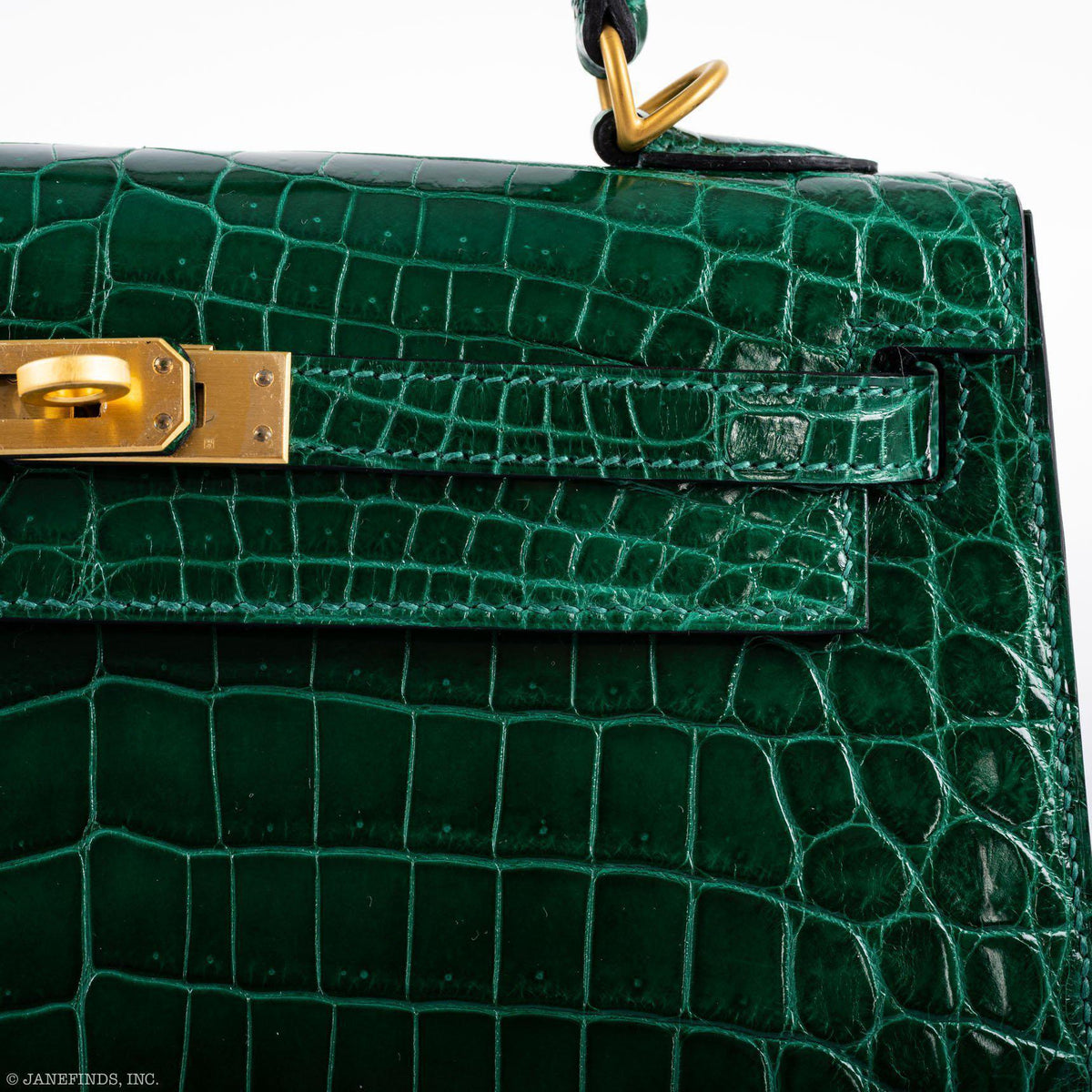 Hermes Kelly 25 HSS Sellier Emerald Nilo Crocodile & Cassis Brushed Gold Hardware