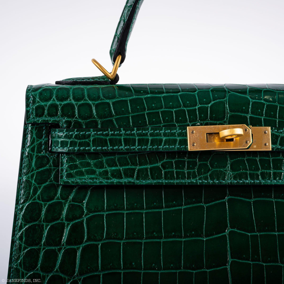 Hermes Kelly 25 HSS Sellier Emerald Nilo Crocodile & Cassis Brushed Gold Hardware