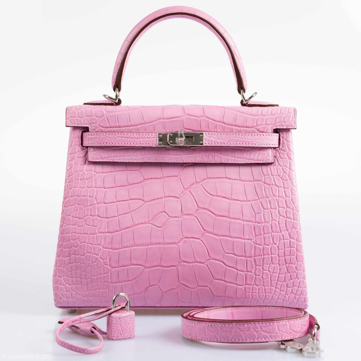 Hermes Kelly 25 Retourne 5P Bubblegum Pink Matte Alligator Palladium Hardware