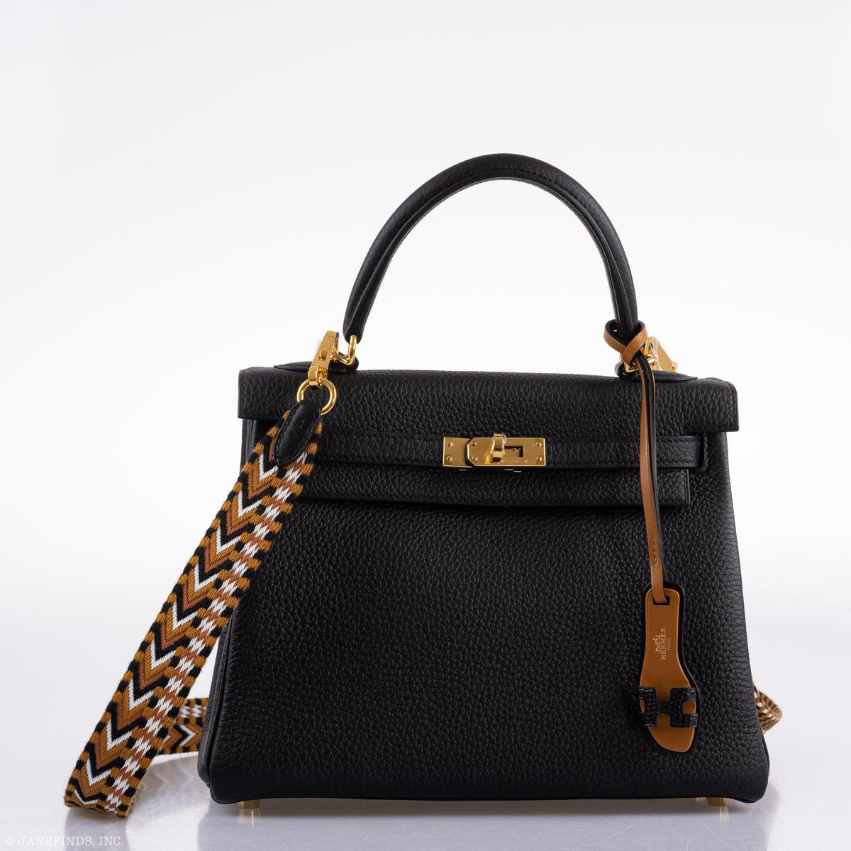 Hermes Kelly 25 Retourne Black Togo Gold Hardware