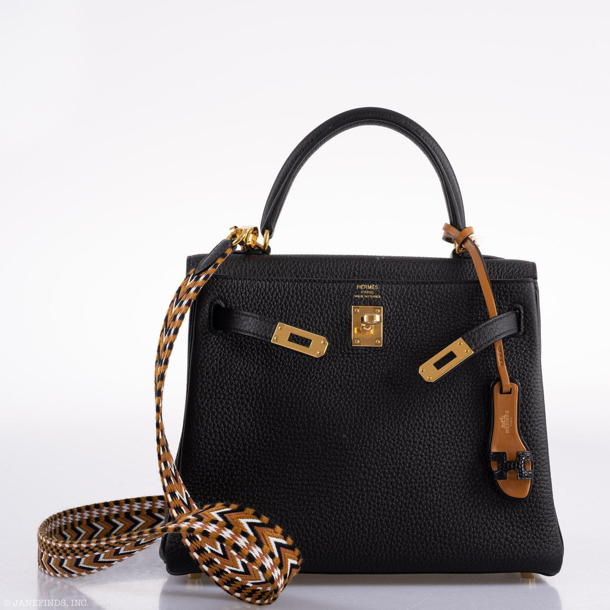 Hermes Kelly 25 Retourne Black Togo Gold Hardware