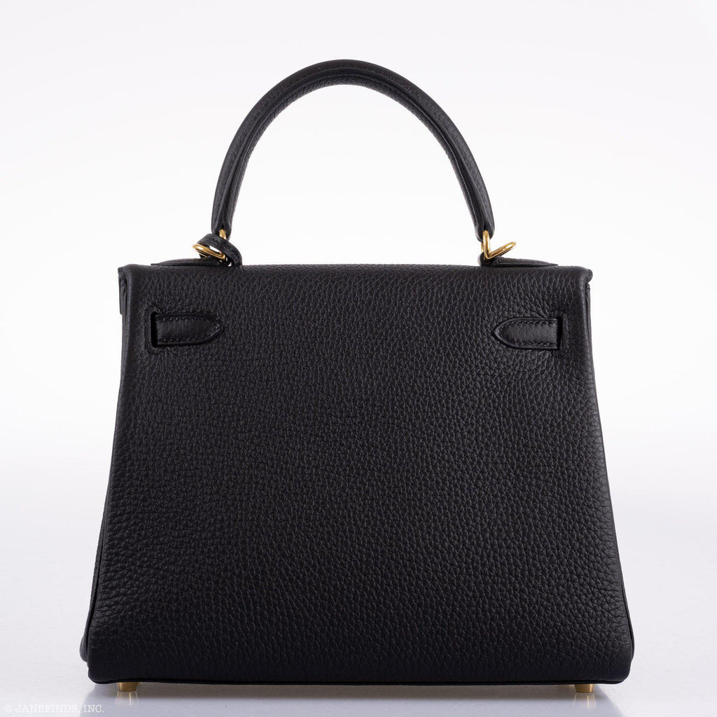 Hermes Kelly 25 Retourne Black Togo Gold Hardware