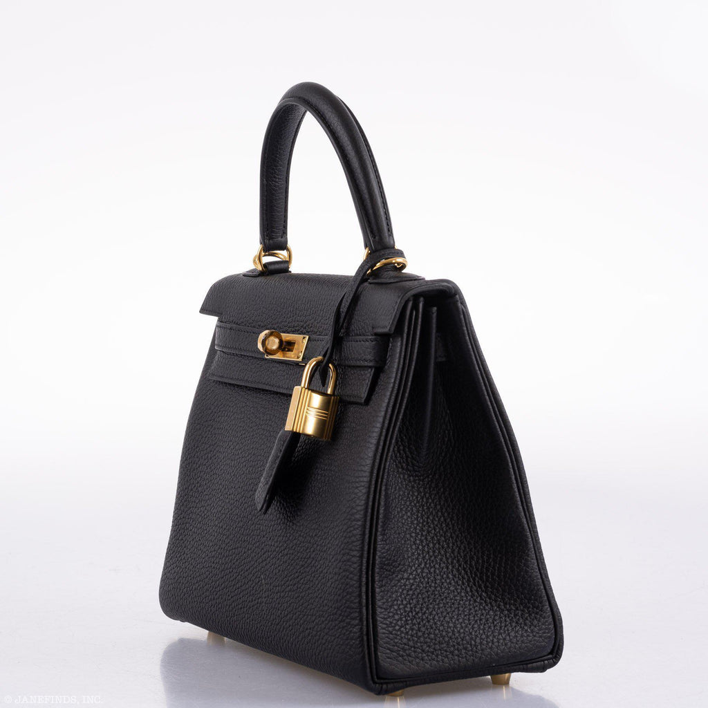 Hermes Kelly 25 Retourne Black Togo Gold Hardware