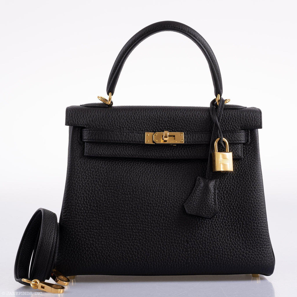 Hermes Kelly 25 Retourne Black Togo Gold Hardware