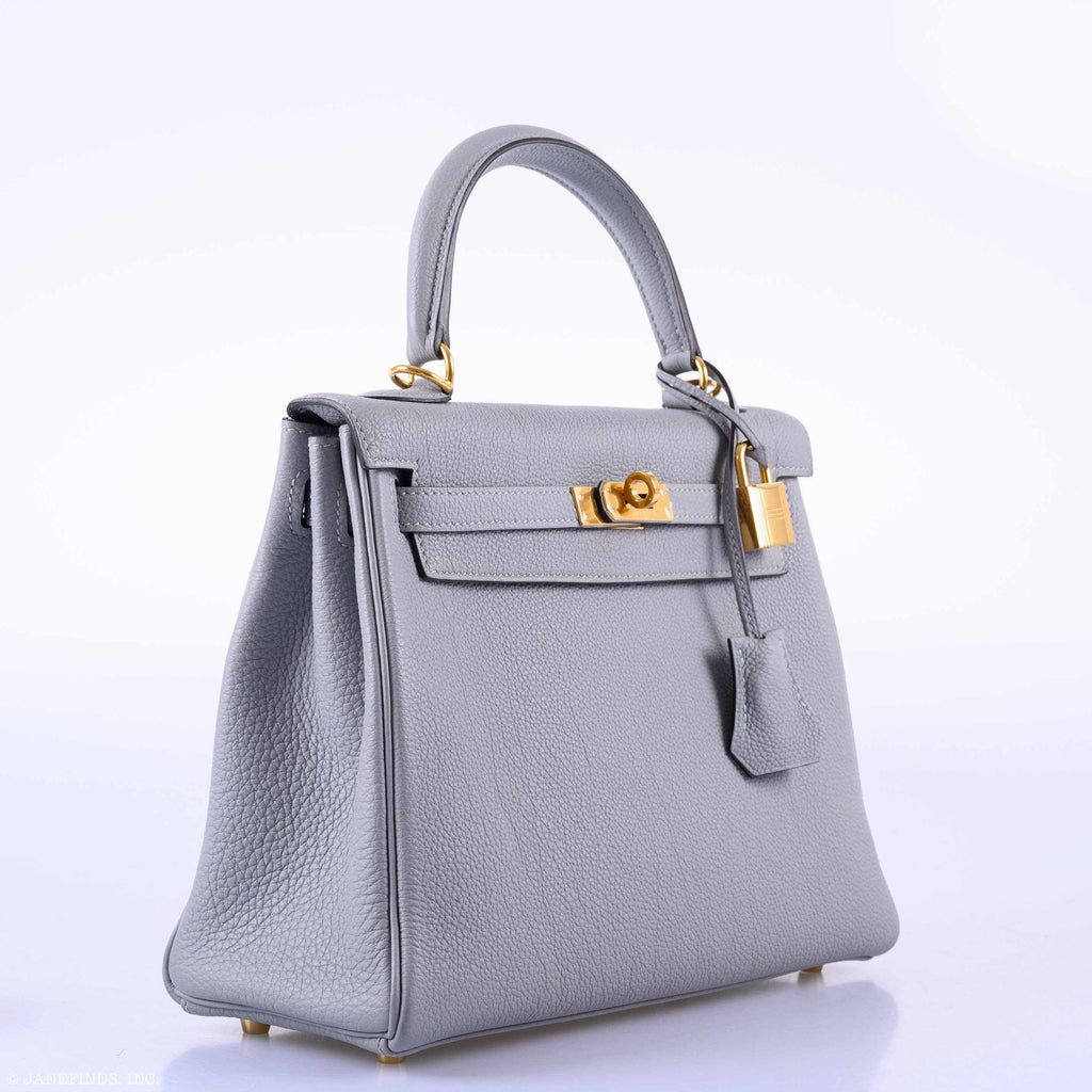 Hermes Kelly 25 Retourne Blue Glacier Togo Gold Hardware