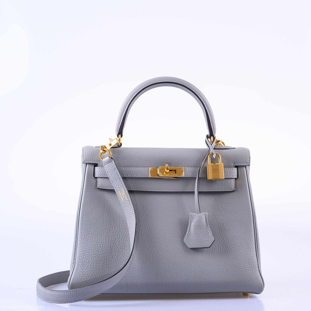 Hermes Kelly 25 Retourne Blue Glacier Togo Gold Hardware