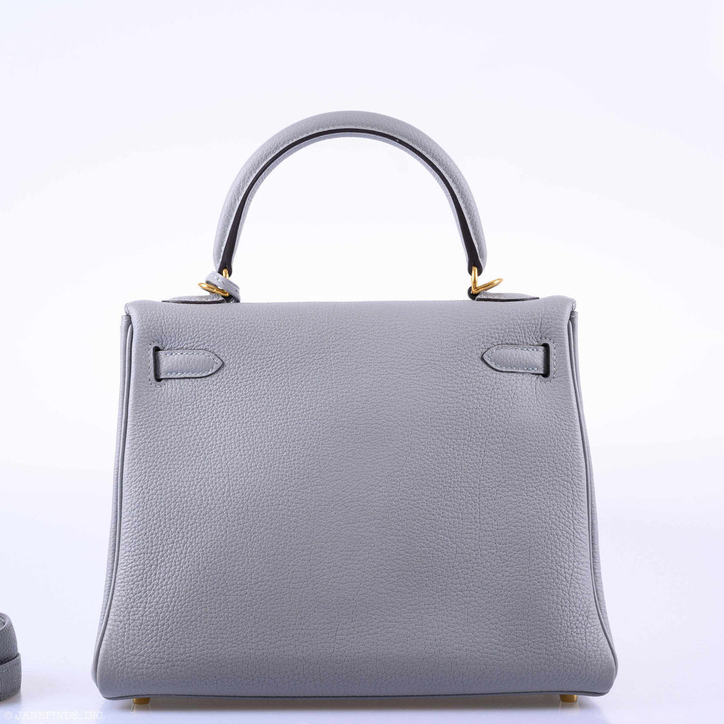 Hermes Kelly 25 Retourne Blue Glacier Togo Gold Hardware