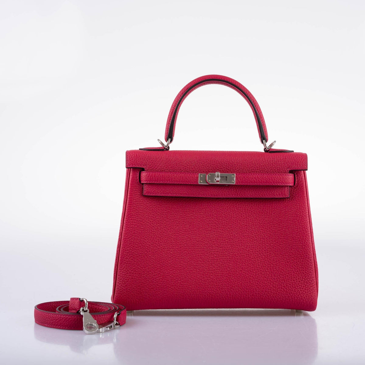 Hermes Kelly 25 Retourne Framboise Togo Palladium Hardware