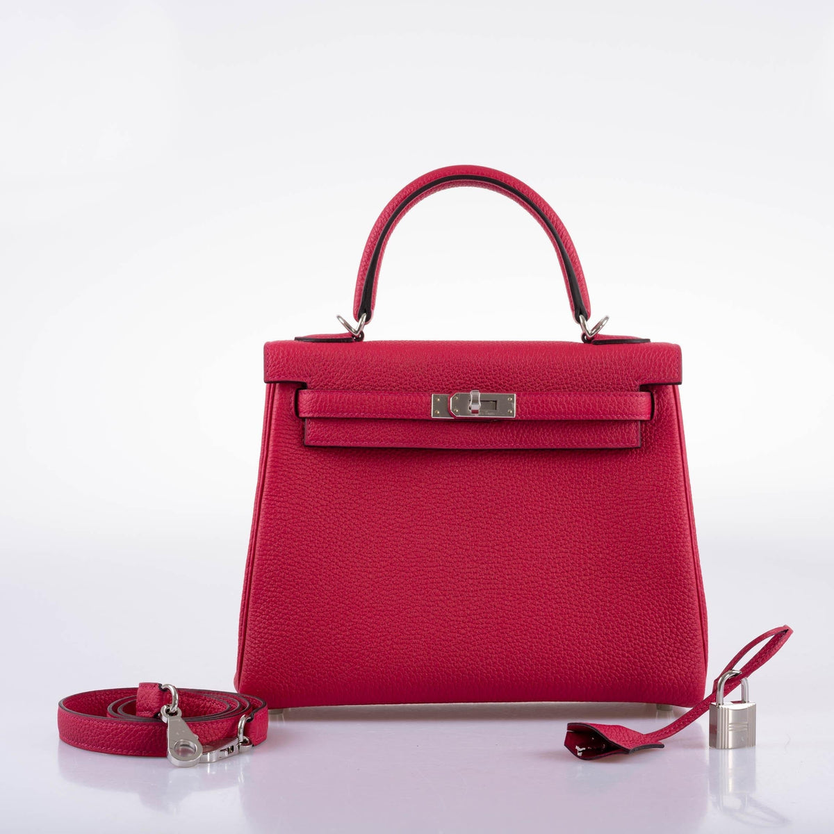 Hermes Kelly 25 Retourne Framboise Togo Palladium Hardware