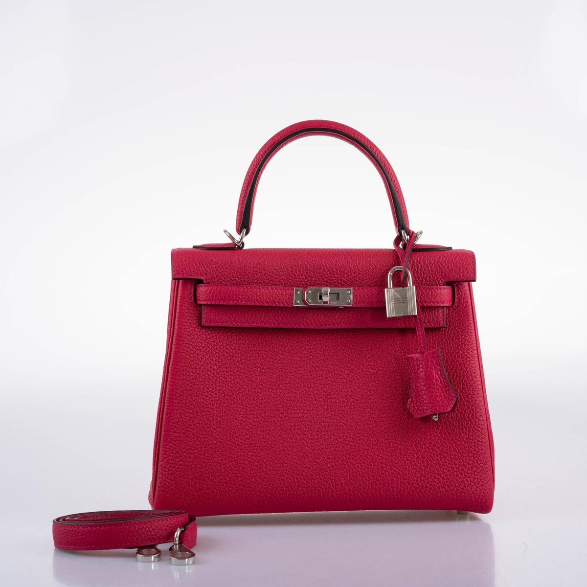 Hermes Kelly 25 Retourne Framboise Togo Palladium Hardware
