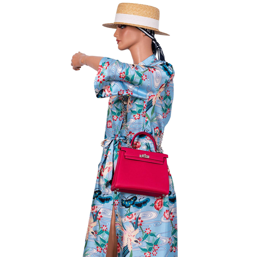 Hermes Kelly 25 Retourne Framboise Togo Palladium Hardware