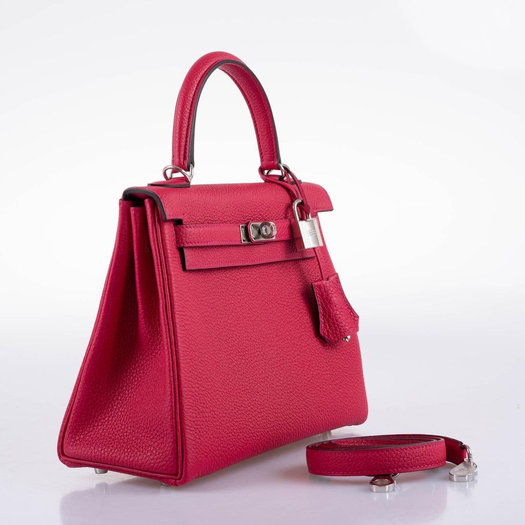 Hermes Kelly 25 Retourne Framboise Togo Palladium Hardware