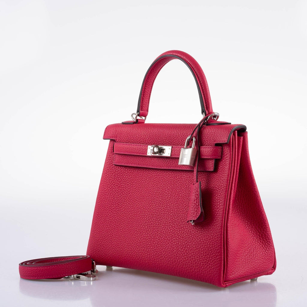 Hermes Kelly 25 Retourne Framboise Togo Palladium Hardware