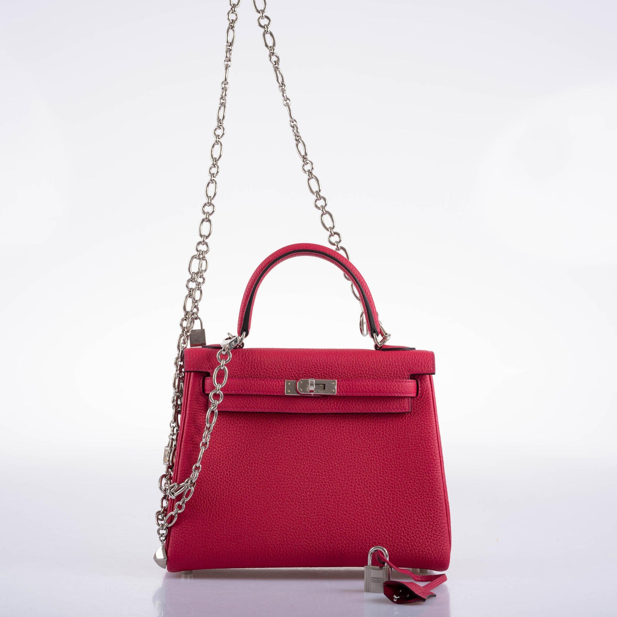 Hermes Kelly 25 Retourne Framboise Togo Palladium Hardware