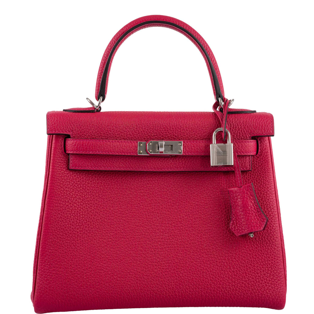 Hermes Kelly 25 Retourne Framboise Togo Palladium Hardware