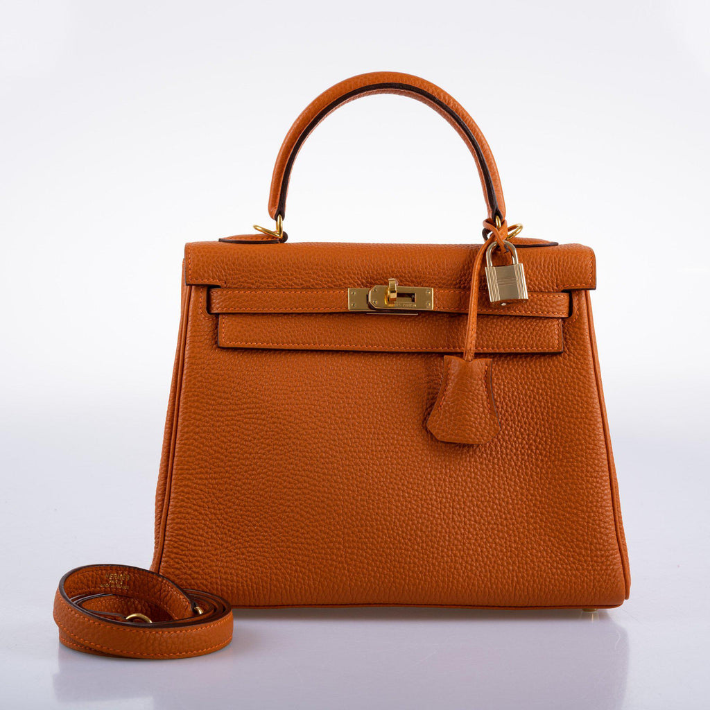 Hermes Kelly 25 Retourne Potiron Togo leather Gold Hardware