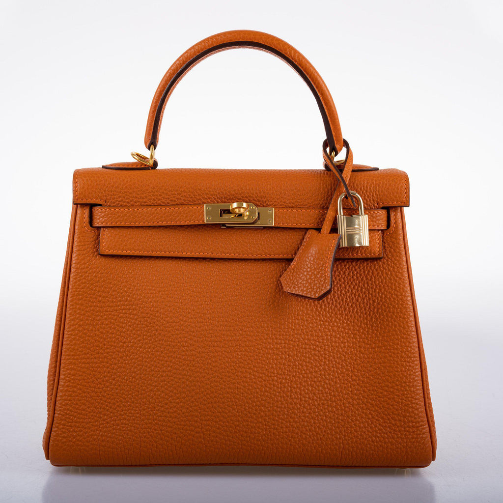 Hermes Kelly 25 Retourne Potiron Togo leather Gold Hardware