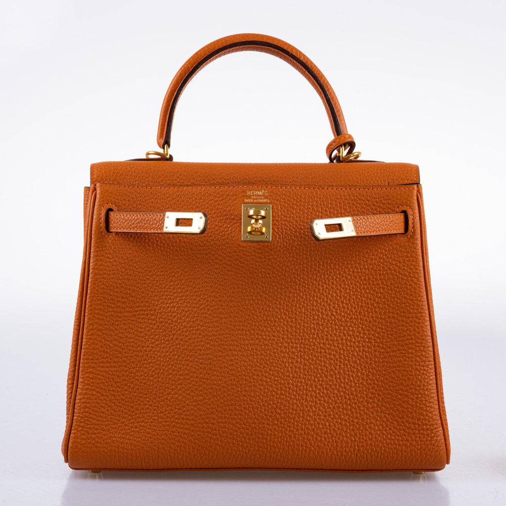 Hermes Kelly 25 Retourne Potiron Togo leather Gold Hardware