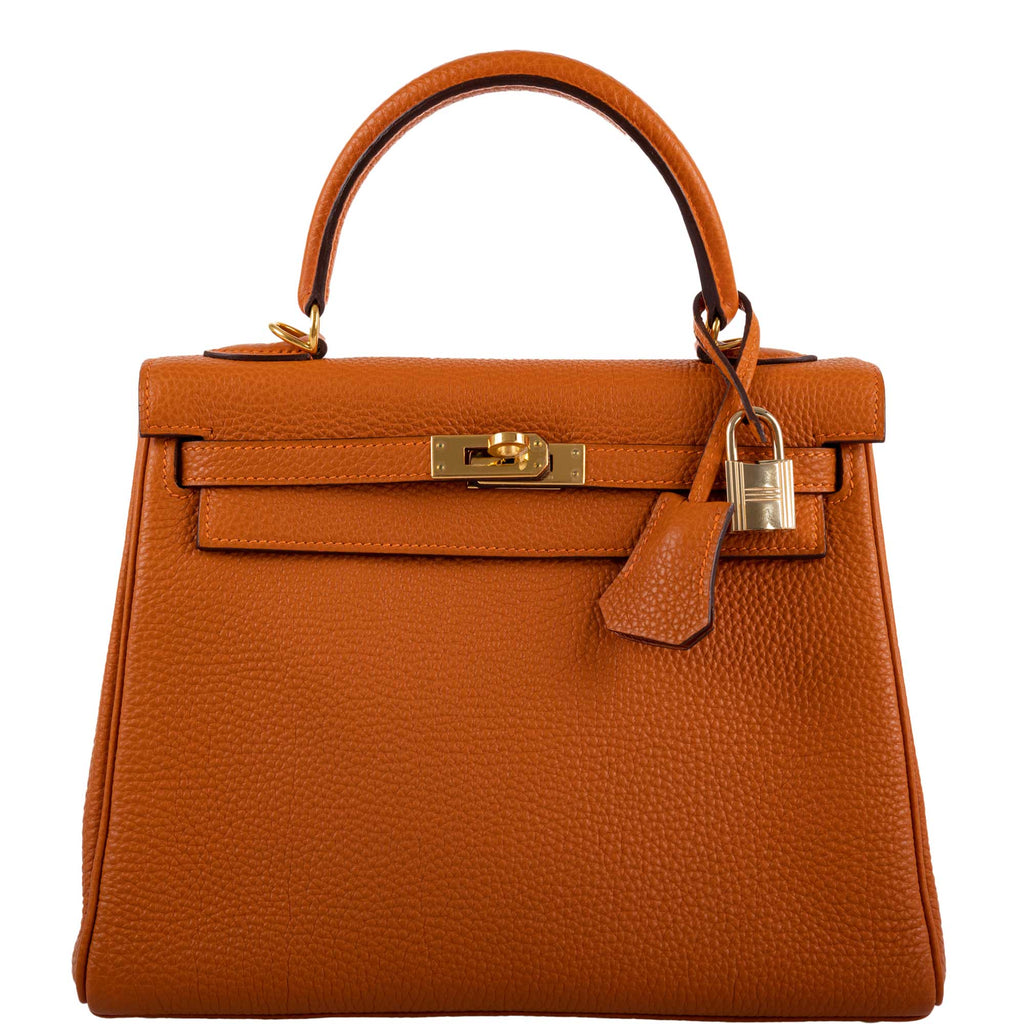 Hermes Kelly 25 Retourne Potiron Togo leather Gold Hardware
