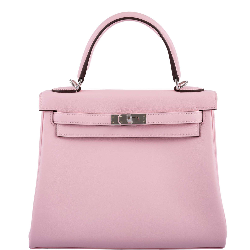Hermes Kelly 25 Retourne Rose Sakura Swift leather Palladium Hardware