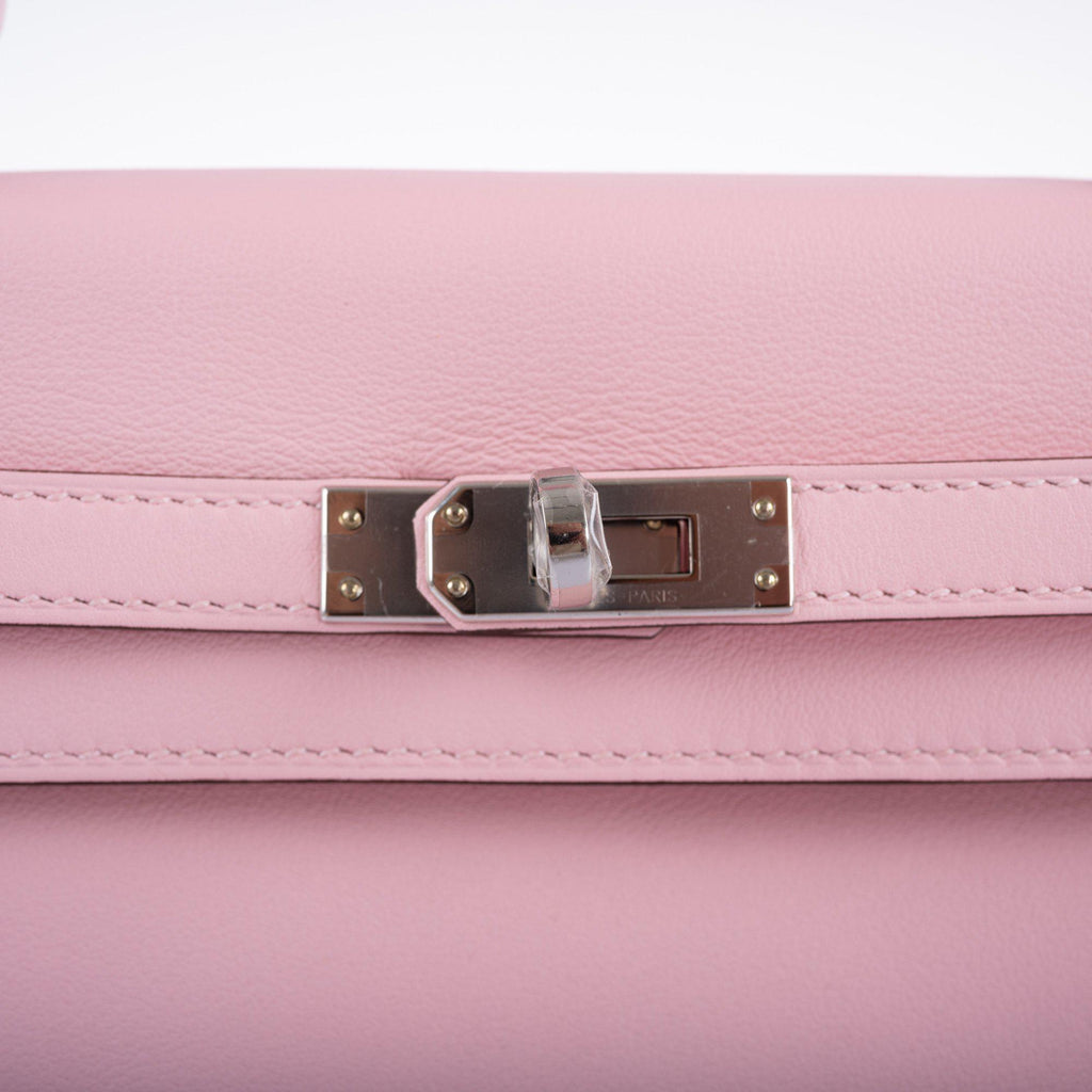 Hermes Kelly 25 Retourne Rose Sakura Swift leather Palladium Hardware