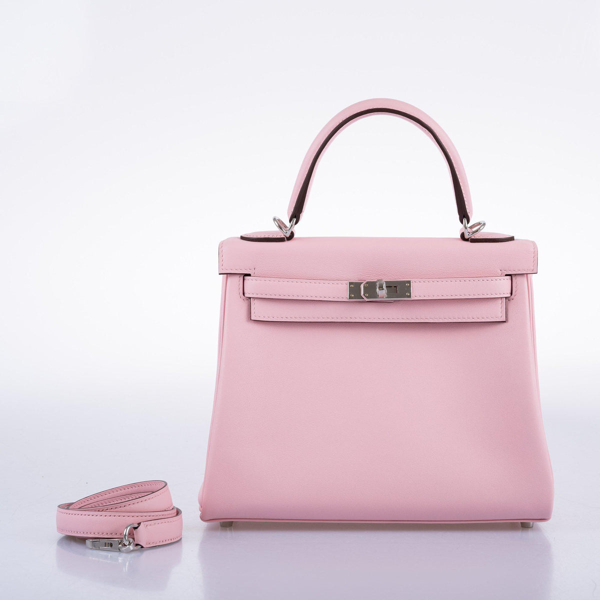 Hermes Kelly 25 Retourne Rose Sakura Swift leather Palladium Hardware