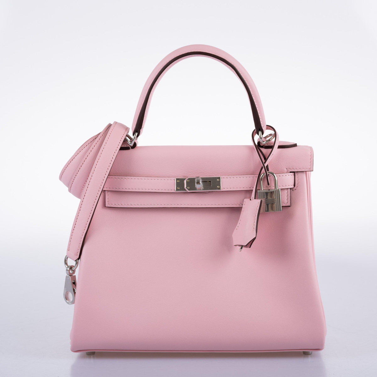 Hermes Kelly 25 Retourne Rose Sakura Swift leather Palladium Hardware